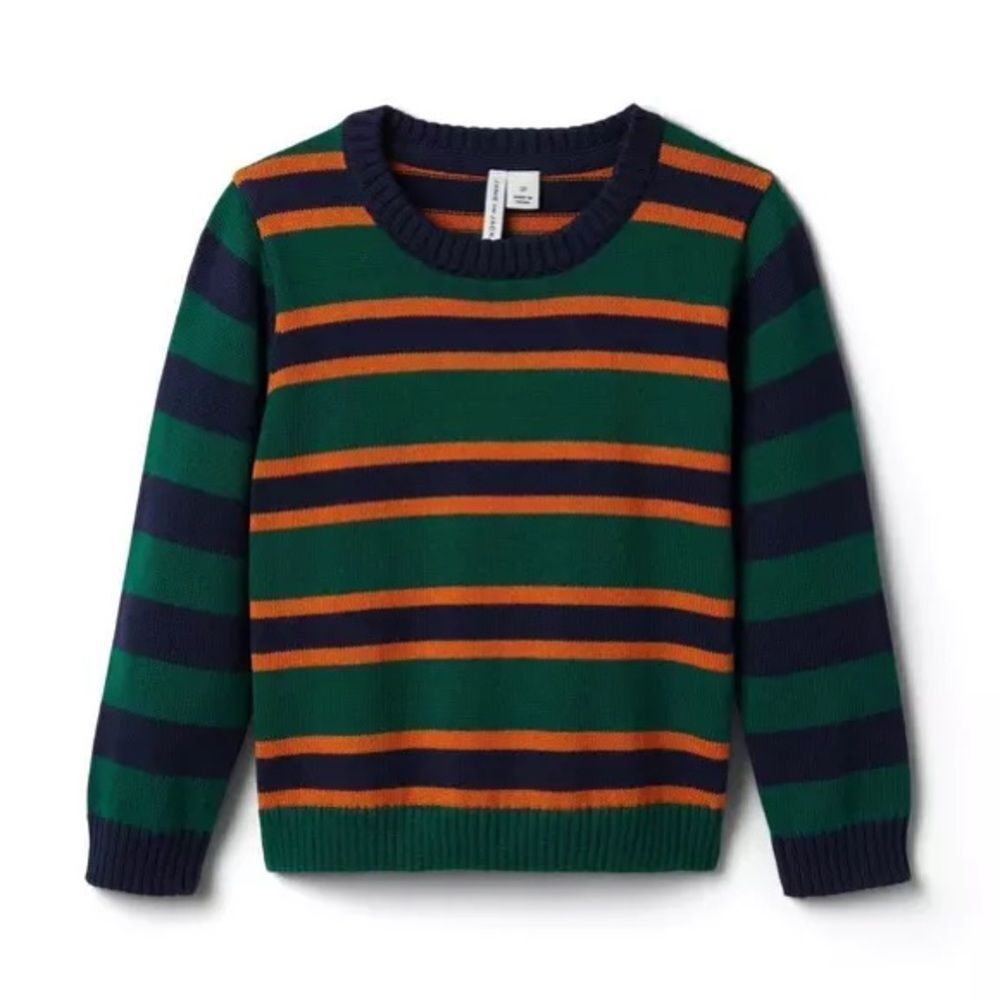 Janie and Jack | Striped Green and Orange Sweater
